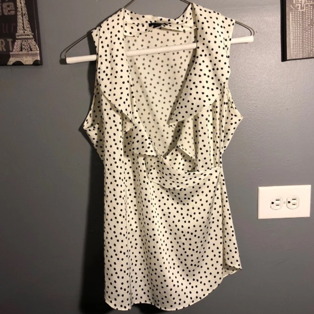 Anne Taylor Polka Dot Ruffle Blouse